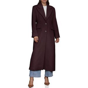 Avec Les Filles Womens Wide Shoulder Wool-Blend Tailored Coat